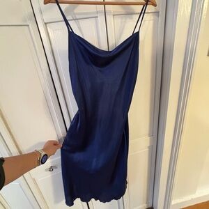Elegant Deep Blue Silk Slip Dress